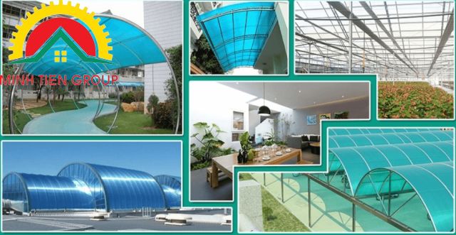 tấm nhựa lợp mái màu xanh