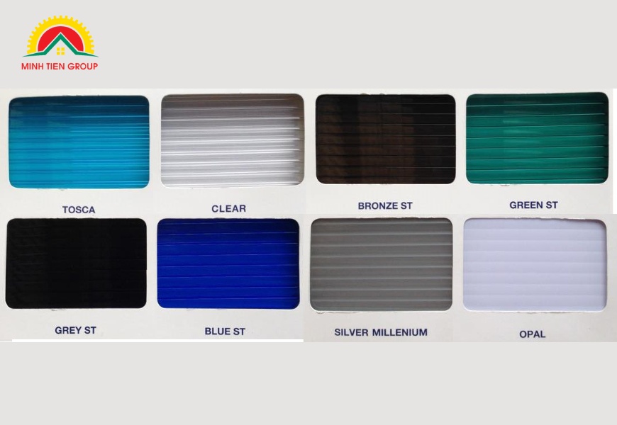 Bảng màu tấm lợp polycarbonate rỗng