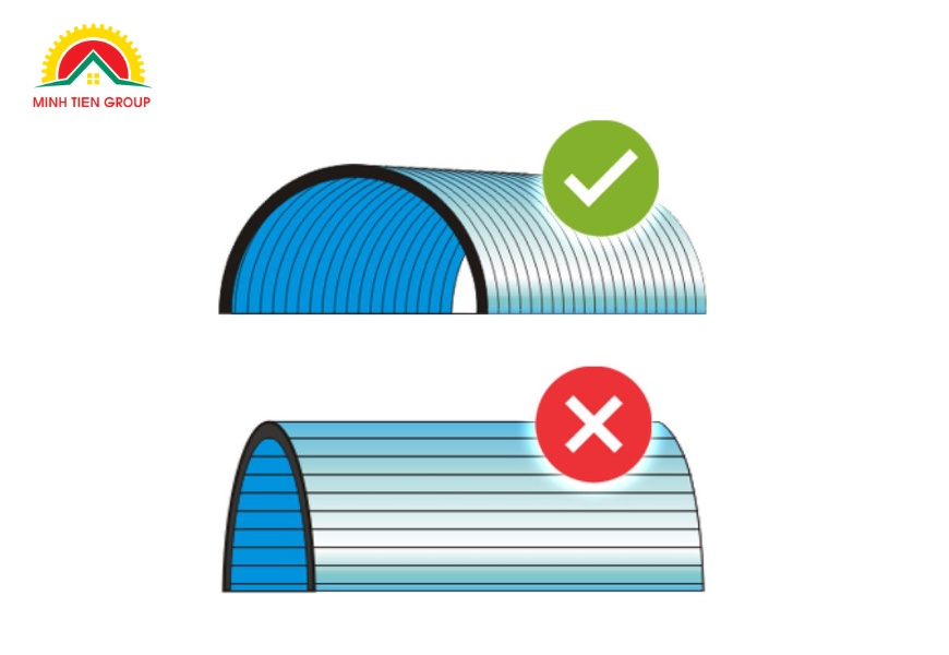 Cố định vị trí tấm polycarbonate rỗng ruột