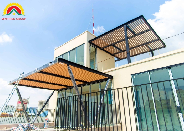 mái che sân thượng nhà ống