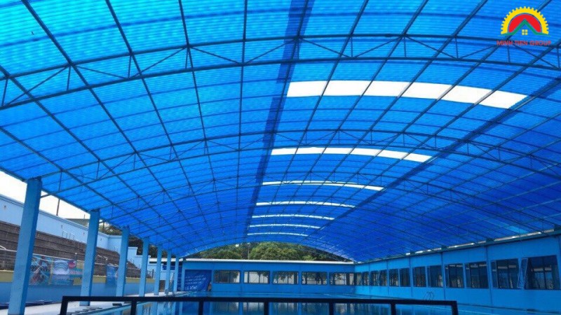 Quá trình thi công hệ mái sáng của Bể bơi thi đấu tỉnh Bắc Ninh